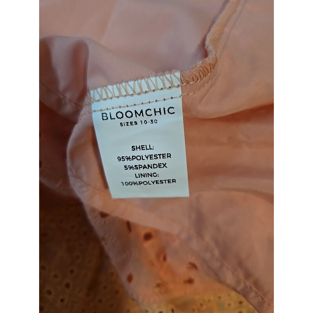 Bloomchic Women's Peach Eyelet Ruffle Sleeve Pocket Dress Size 10 NWT - Picture 6 of 6